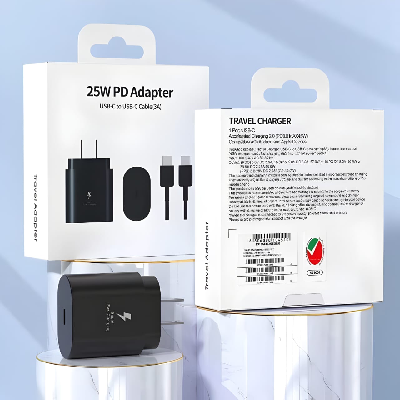 Samsung 25w PD Adapter USB-C to USB-c Cable (3A)